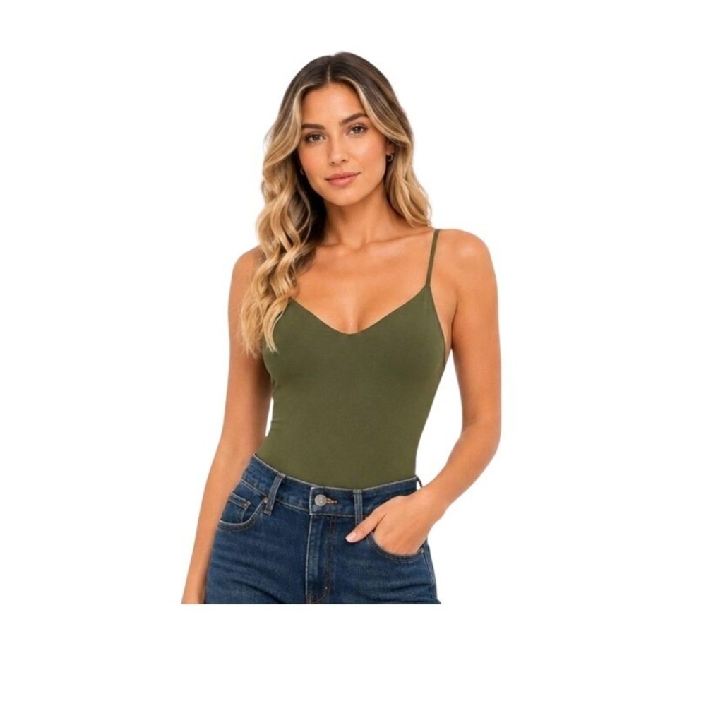American Eagle Ribbed Knit Bodysuit Hunter Green L